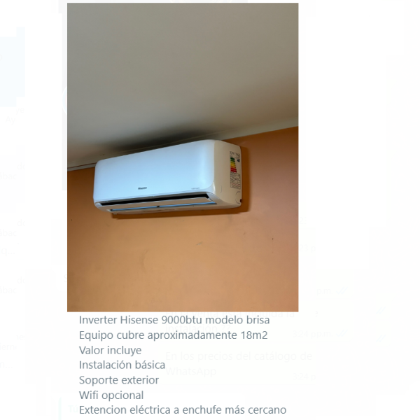 aire acondicionado inverter hisense de 9000 btu - modelo bris